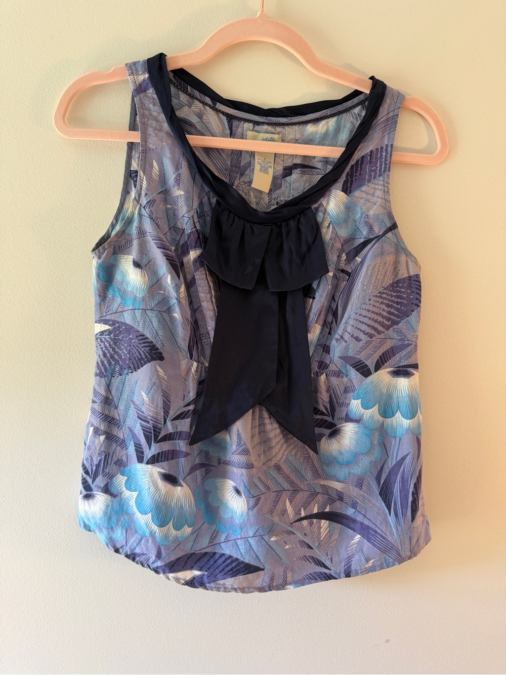 Odille Anthropologie Silk Cotton Floral Sleeveless Blouse Top Size 2
